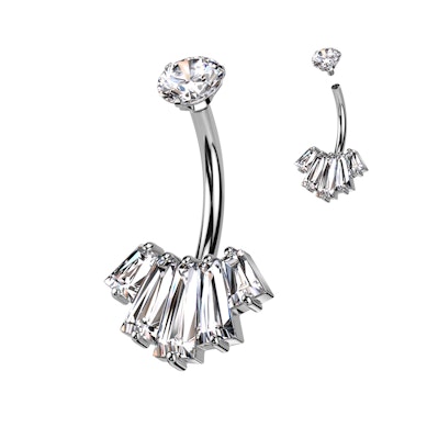 Piercing para el ombligo con piedras en corte baguette