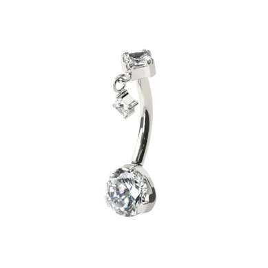 Piercing para el ombligo con colgante cuadrado