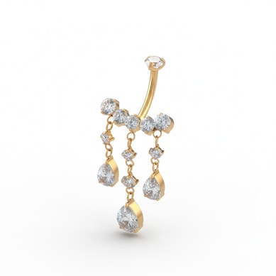 Barra de titanio para el ombligo con joyas colgantes
