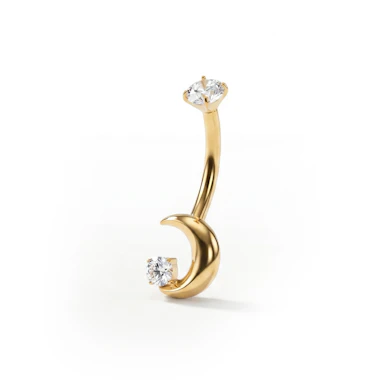 Joya de titanio para ombligo con luna y estrella
