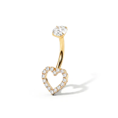 Joya para ombligo de titanio con corazón de piedras