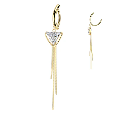 Clicker para el ombligo con piedra triangular y cadenas