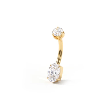 Barra para ombligo de titanio chapada en oro 24K