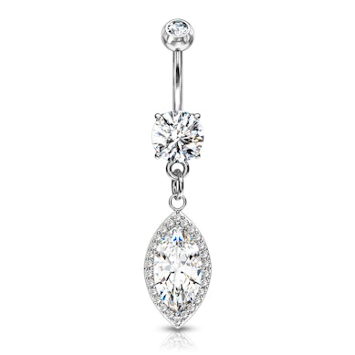 Piercing para el ombligo con piedra corte marquise colgante