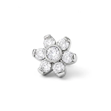 Joya microdermal con brillantes que forman una flor