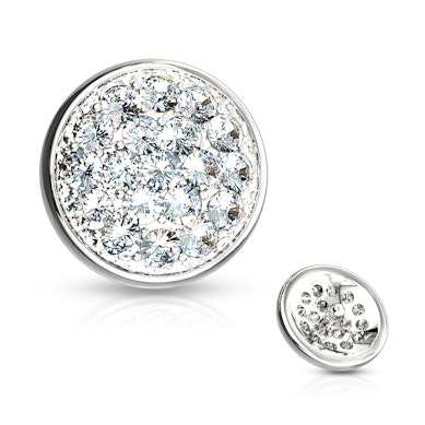 Joya para microdermal en oro 14 quilates con cúpula de piedras