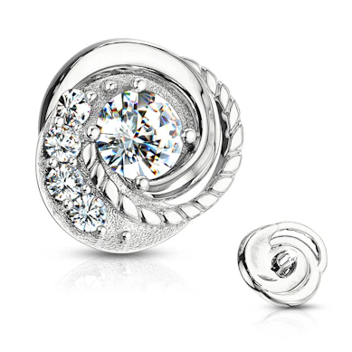 Joya para microdermal en oro de 14 quilates con diseño trenzado y piedras
