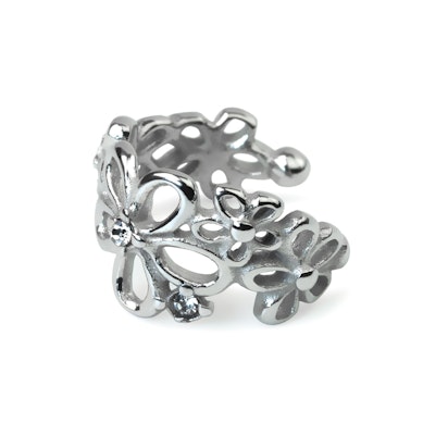 Ear cuff con flores en acero quirúrgico