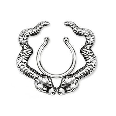 Fake piercing clip-on para el pezón con serpientes