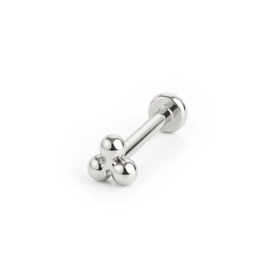 Labret push-in de titanio con bolitas en triángulo
