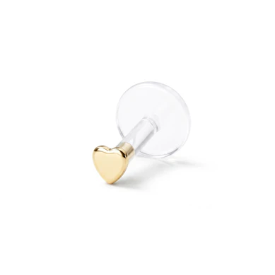 Labret con corazón de oro 14 quilates