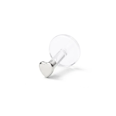 Labret con corazón de oro 14 quilates-Oro blanco 14K / PTFE