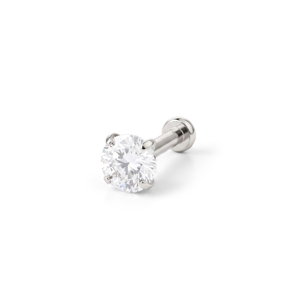 Labret push-in en titanio con brillante en engaste de garras