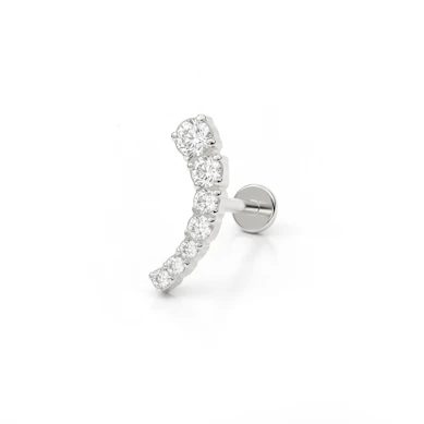 Labret push-in de titanio con línea curva de piedras
