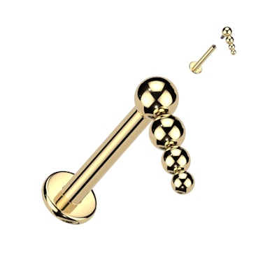 Labret de titanio con rosca interna y cascada de bolitas