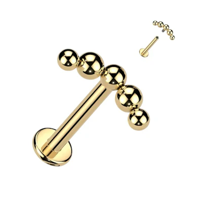 Labret de titanio decorado con línea de bolitas