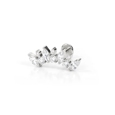 Labret de titanio con piedras redondas y de corte marquise