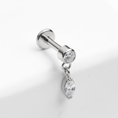 Labret de titanio con colgante de piedra marquise