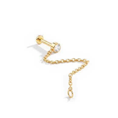 Labret de titanio con piedra y cadena
