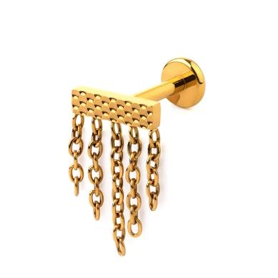 Labret rectangular con cadenas