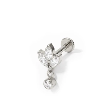 Labret de titanio con flor de lotus y colgante con piedra