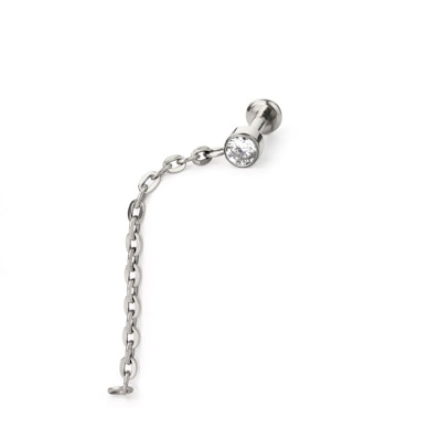 Delicado labret de titanio con piedra y cadena colgante