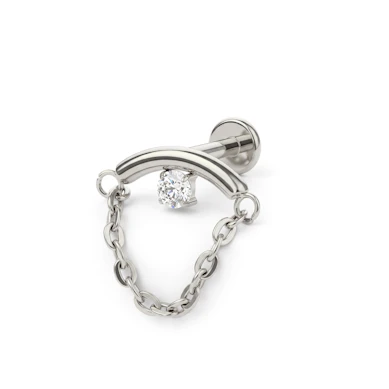 Labret oculto para el helix con piedra y cadena