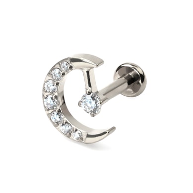 Labret de titanio con luna y estrella