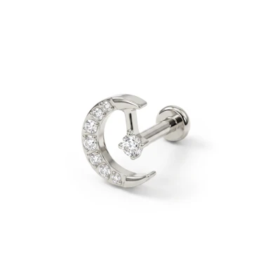 Labret de titanio con luna y estrella