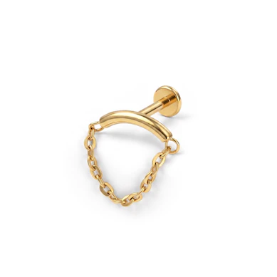 Labret de titanio con barra curvada y cadena