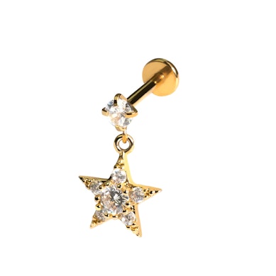 Labret con estrella colgante y piedras