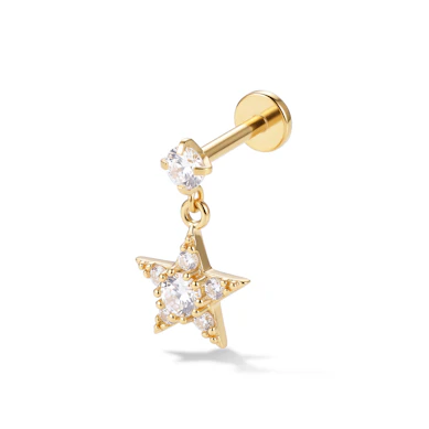 Labret con estrella colgante y piedras