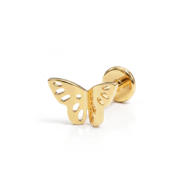 Labret de titanio con mariposa