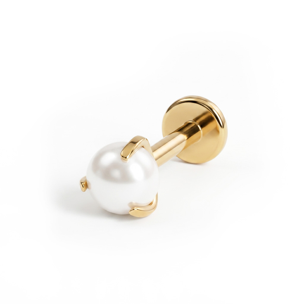 Labret de titanio con perla