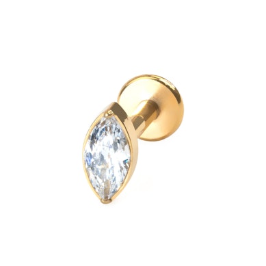 Labret de titanio con piedra en corte marquise