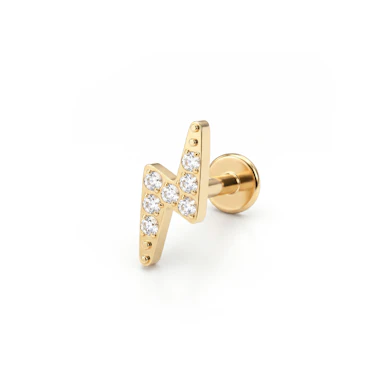 Labret de titanio con diseño de relámpago y piedras