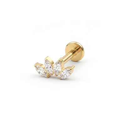 Labret de titanio con cuatro piedras marquise