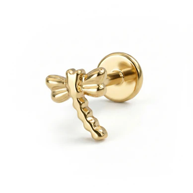 Labret de titanio con libélula