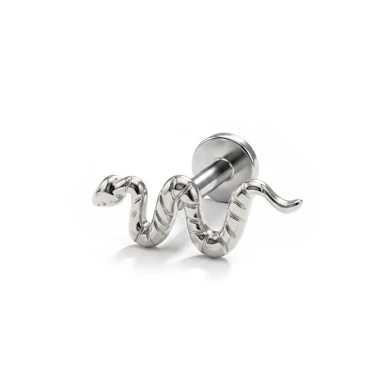 Labret push-in de titanio con serpiente