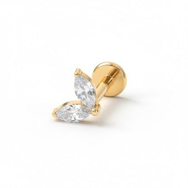 Labret de titanio con piedras gemelas