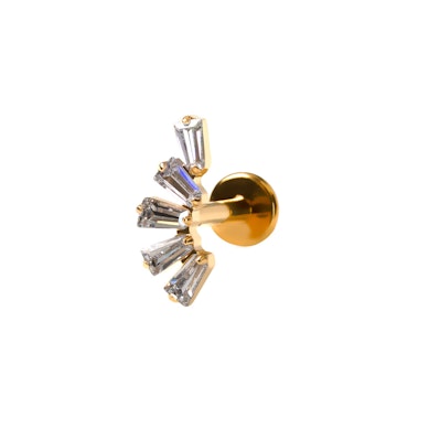 Labret de titanio con piedras corte baguette