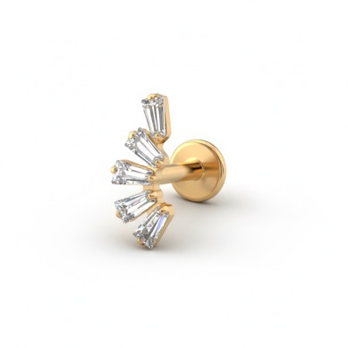 Labret de titanio con piedras corte baguette