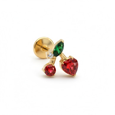 Labret cereza con pedrería de colores