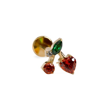 Labret cereza con pedrería de colores