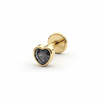 Labret de titanio con corazón en piedra