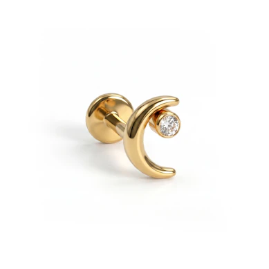 Labret de titanio con luna y estrella