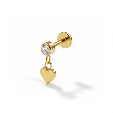 Labret de titanio con colgante de corazón