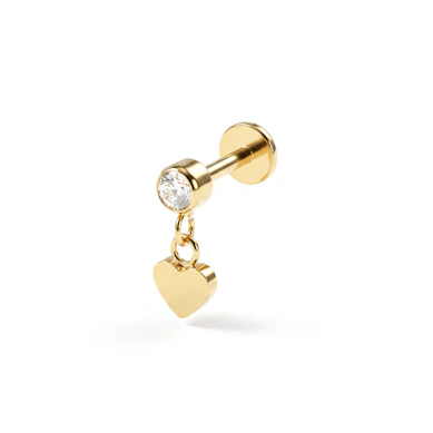 Labret de titanio con colgante de corazón