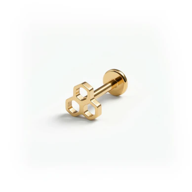 Labret de titanio con diseño de panal