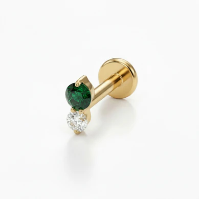 Sutil labret de titanio con pareja de piedras
